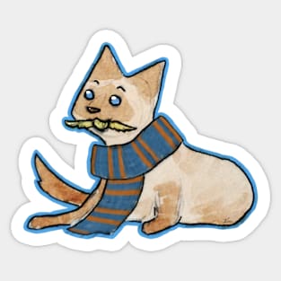 Cat scarf blue and bronze Sticker